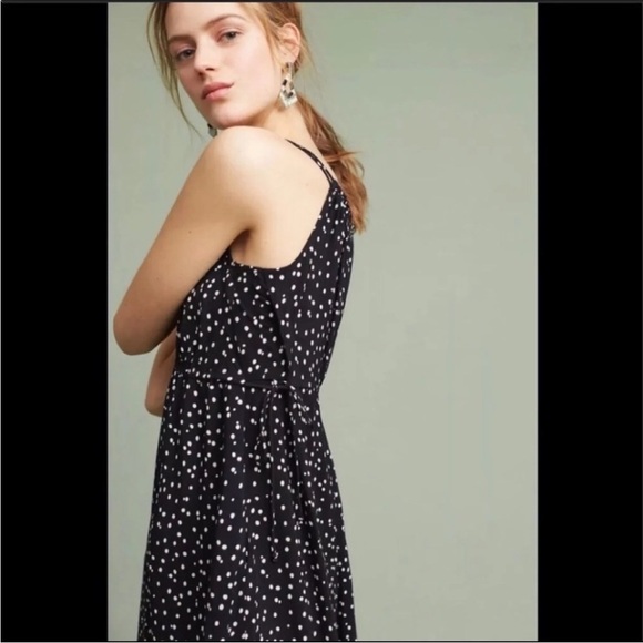 NWOT Anthropologie Maeve Finley Wide Leg Black White Polla Dot Flowy Jumpsuit 4 - Picture 3 of 14